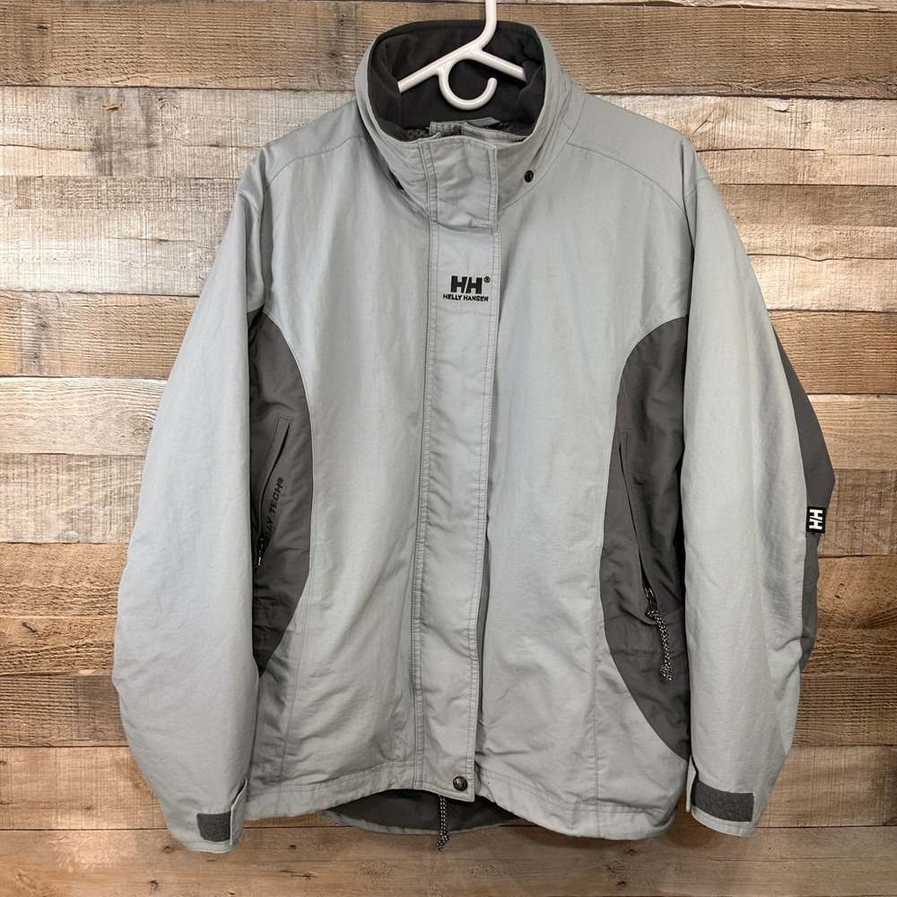 Helly Hansen Helly Tech Jacket Womens Large Grey Waterproof Hoodless Ski Rain L